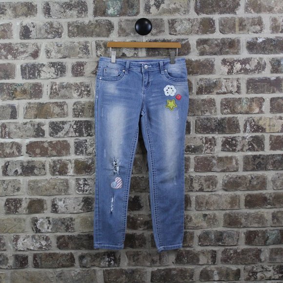 ⭐️Yth Denim 3 for$20⭐️Almost Famous Too Light Blue Denim Cute Patches Girls 12 - Picture 1 of 11